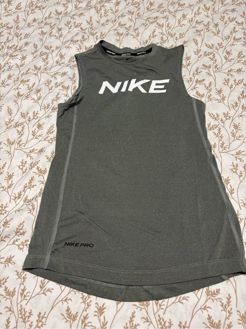 Nike Women’s Dark Gray Muscle Tank with White Logo